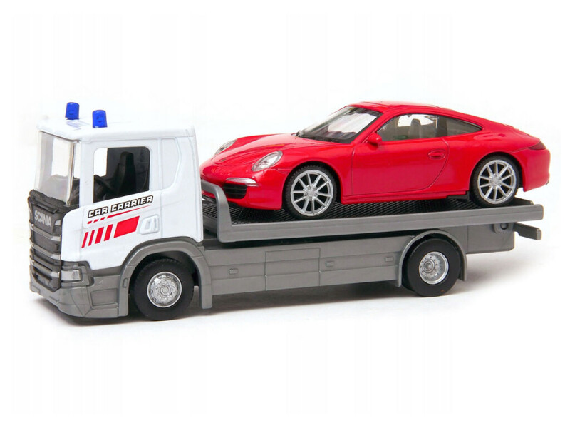 Welly odtahovka Scania P320 + Porsche 911 1:43